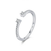 Wholesale Women's S925 Sterling Silver Tail Ring Light Luxury Geometric Micro Inlay Ring