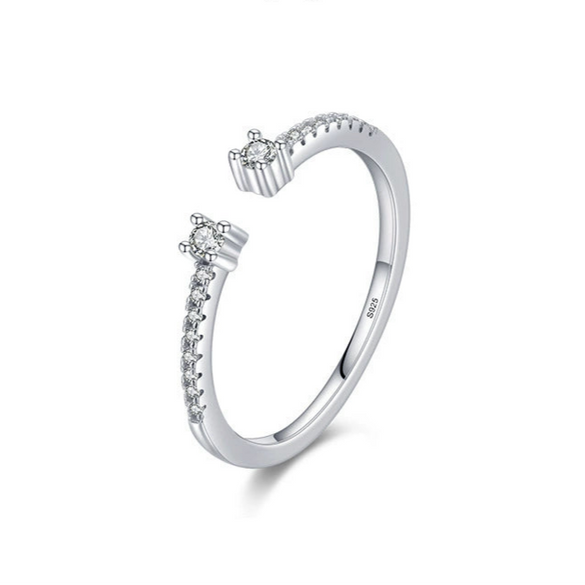 Wholesale Women's S925 Sterling Silver Tail Ring Light Luxury Geometric Micro Inlay Ring