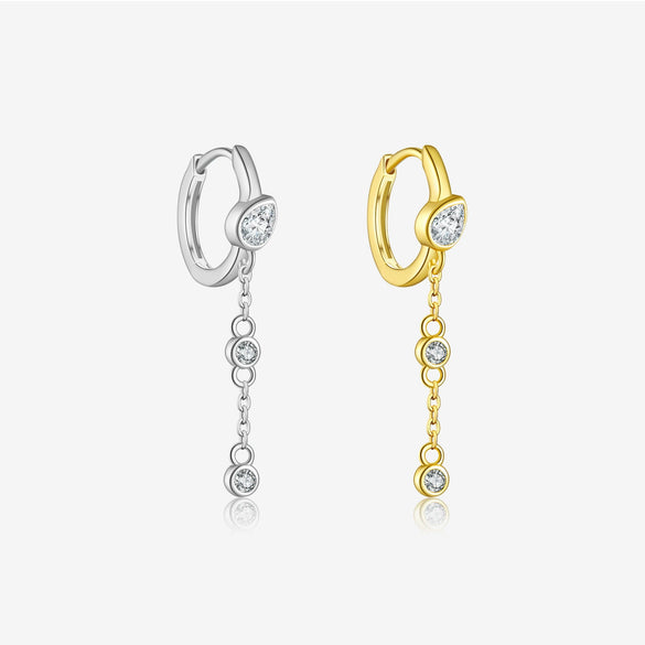 Wholesale Women's S925 Sterling Silver Tassel Pendant Earrings Geometric Style Electroplated