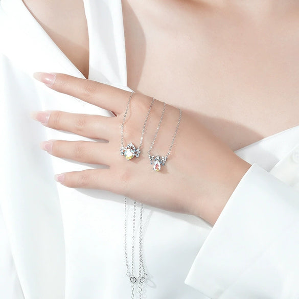 Wholesale Women's S925 Sterling Silver Twelve Constellation Inlaid Zircon Pendant Necklace Cross Chain Light Luxury Style