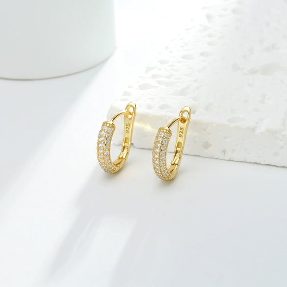 Wholesale Women's S925 Sterling Silver Ushape Inlaid Zircon Earrings