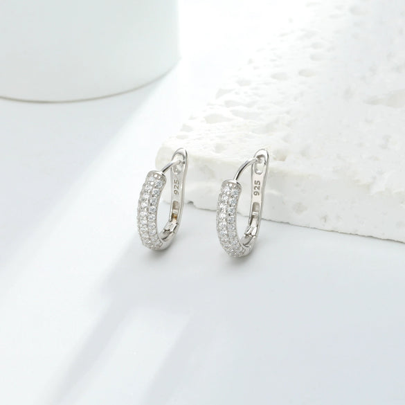 Wholesale Women's S925 Sterling Silver Ushape Inlaid Zircon Earrings
