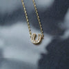 Wholesale Women's S925 Sterling Silver Ushaped Necklace With Gold Plated Horseshoe Letter Pendant Set With Diamonds