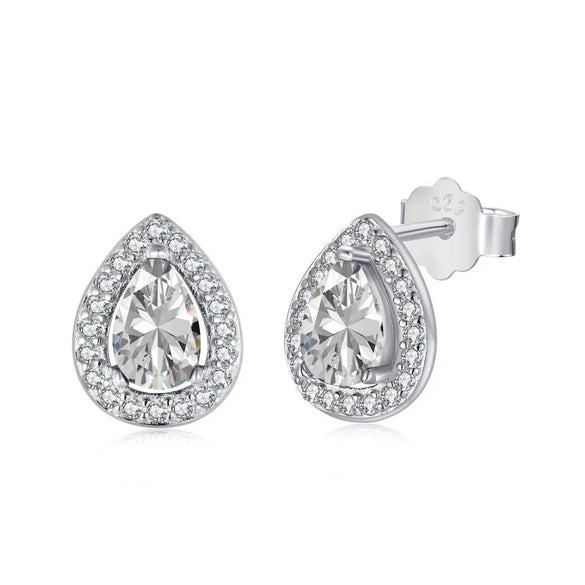 Wholesale Women's S925 Sterling Silver Vintage Elegant Water Drop Zircon Earrings With Electroplating Design