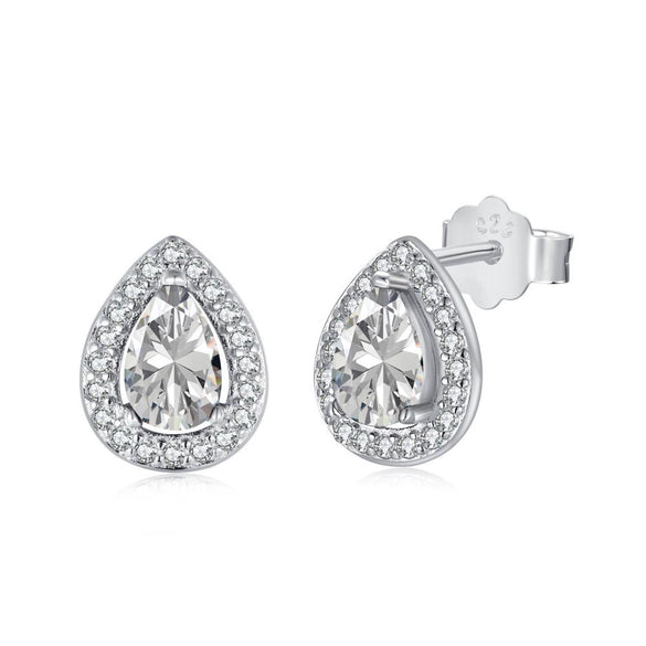 Wholesale Women's S925 Sterling Silver Vintage Elegant Water Drop Zircon Earrings With Electroplating Design