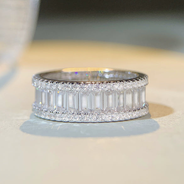 Wholesale Women's S925 Sterling Silver Volleyball Ring With Zircon And Geometric Design Electroplated