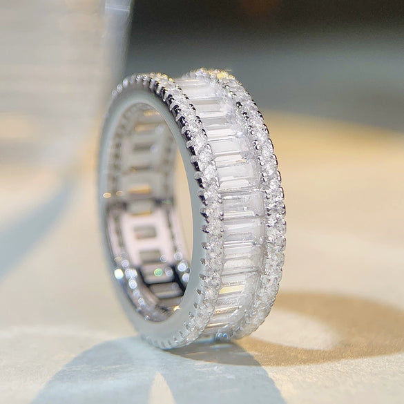 Wholesale Women's S925 Sterling Silver Volleyball Ring With Zircon And Geometric Design Electroplated
