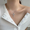 Wholesale Women's S925 Sterling Silver Water Drop Cross Zircon Necklace With Geometric Design And Electroplating