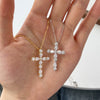 Wholesale Women's S925 Sterling Silver Water Drop Cross Zircon Necklace With Geometric Design And Electroplating
