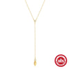 Wholesale Women's S925 Sterling Silver Water Drop Ochain Clavicle Necklace With Geometric Design And Electroplating Treatment