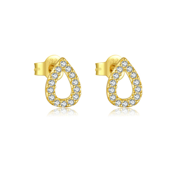 Wholesale Women's S925 Sterling Silver Water Drop Zircon Earrings With Platinum And 18K Gold Electroplating