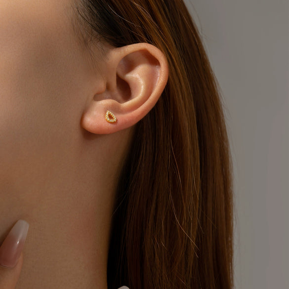 Wholesale Women's S925 Sterling Silver Water Drop Zircon Earrings With Platinum And 18K Gold Electroplating