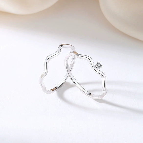 Wholesale Women's S925 Sterling Silver Wave Pleated Textured Ring With Electroplating Small Fresh Style