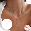 Wholesale Women's S925 Sterling Silver Yshaped Bead Chain Cross Pendant Necklace With Geometric Pattern And Electroplating Treatment