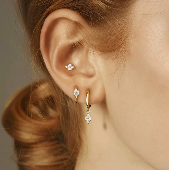 Wholesale Women's S925 Sterling Silver Zircon Petal Earrings Flower Design