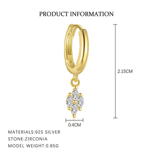 Wholesale Women's S925 Sterling Silver Zircon Petal Earrings Flower Design