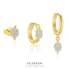 Wholesale Women's S925 Sterling Silver Zircon Petal Earrings Flower Design