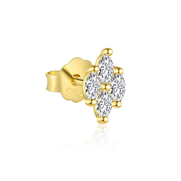 Wholesale Women's S925 Sterling Silver Zircon Petal Earrings Flower Design
