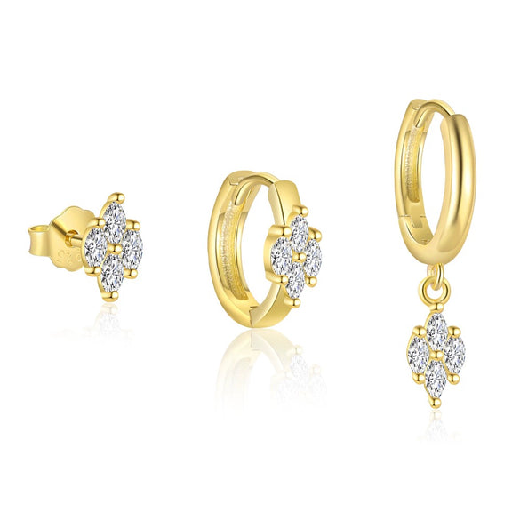Wholesale Women's S925 Sterling Silver Zircon Petal Earrings Flower Design