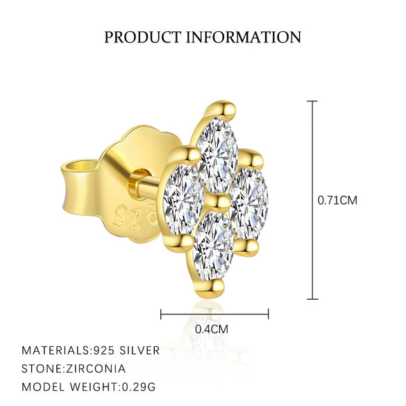 Wholesale Women's S925 Sterling Silver Zircon Petal Earrings Flower Design