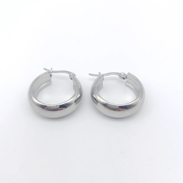 Wholesale Women's Semiround Titanium Steel Geometric Personality Earrings With Polished And Electroplated Finish