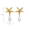 Wholesale Women's Sensual Design Fashion Fivepointed Star Pearl Earrings Stainless Steel Electroplated 18K Color Retention