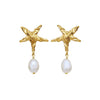 Wholesale Women's Sensual Design Fashion Fivepointed Star Pearl Earrings Stainless Steel Electroplated 18K Color Retention