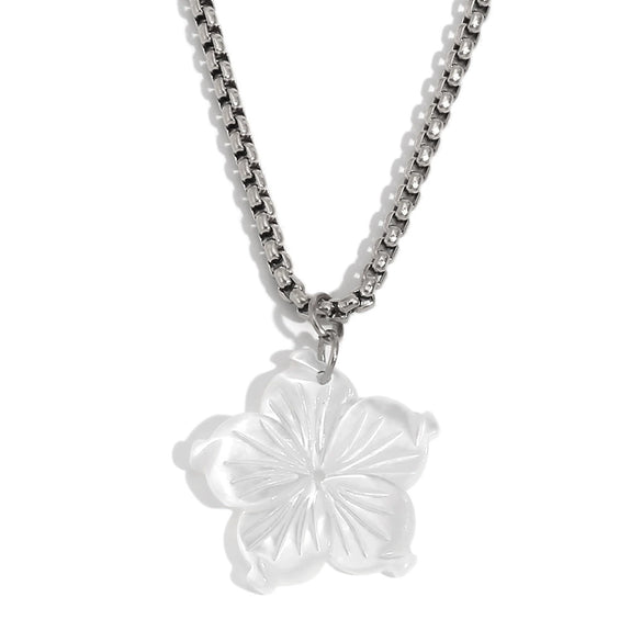 Wholesale Women's Shell Flower Geometric Stainless Steel 18K Gold Plated Pvd Furnace Vacuum Real Gold Plating Pendant Necklace