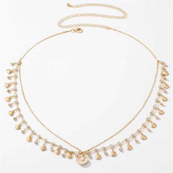 Wholesale Women's Shell Pearl Versatile Body Chain Zinc Alloy Lobster Clasp