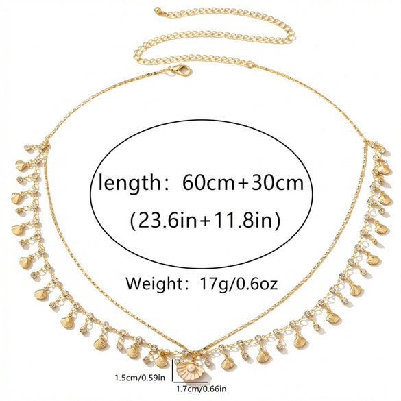 Wholesale Women's Shell Pearl Versatile Body Chain Zinc Alloy Lobster Clasp