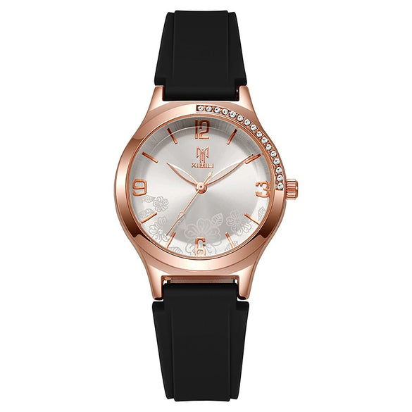 Wholesale Women's Silicone Alloy Watch With Round Dial And Pin Buckle Leisure Style