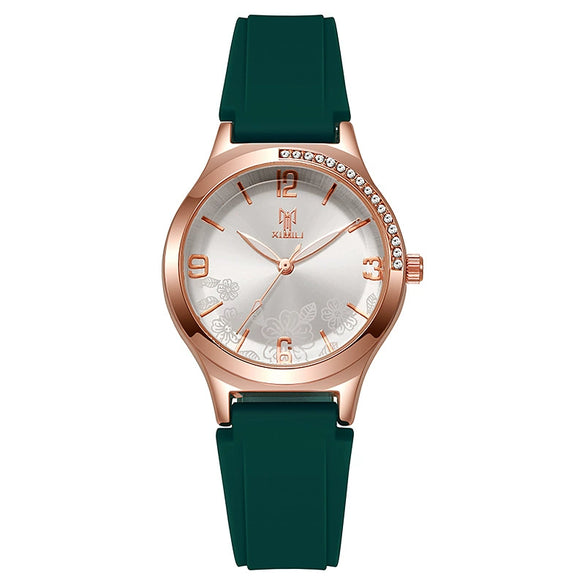 Wholesale Women's Silicone Alloy Watch With Round Dial And Pin Buckle Leisure Style