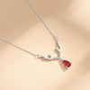 Wholesale Women's 925 Silver Allmatch Antler And Water Drop Zircon Clavicle Necklace With Geometric Pattern