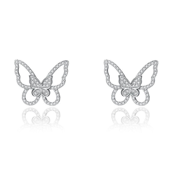 Wholesale Women's 925 Silver Butterfly And Bow Earrings With Diamond Design