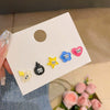 Wholesale Women's 925 Silver Cartoon Earrings Set With Resin Heart And Star Elements Electroplated
