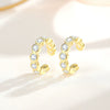 Wholesale Women's 925 Silver Cshaped Drill Electroplated Ear Clips Without Ear Hole