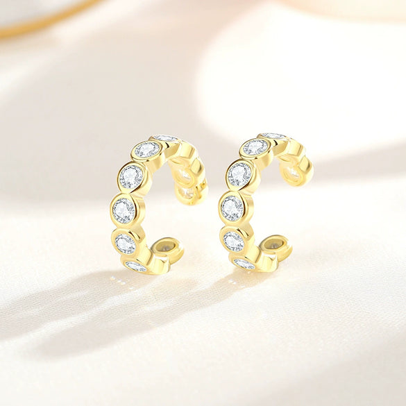 Wholesale Women's 925 Silver Cshaped Drill Electroplated Ear Clips Without Ear Hole