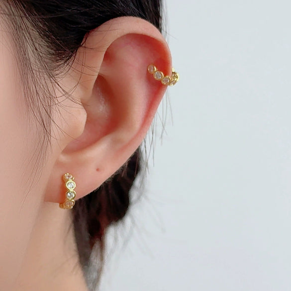 Wholesale Women's 925 Silver Cshaped Drill Electroplated Ear Clips Without Ear Hole