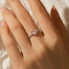 Wholesale Women's 925 Silver Cute Heart Shape Ring With Pink Enamel And Double Diamond Stitching