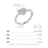 Wholesale Women's 925 Silver Cute Heart Shape Ring With Pink Enamel And Double Diamond Stitching