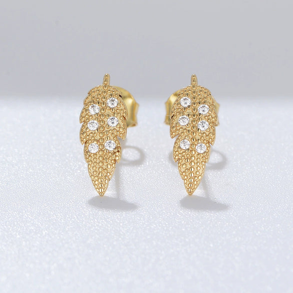 Wholesale Women's 925 Silver Diamond Leaves Earrings Elegant Simple Style