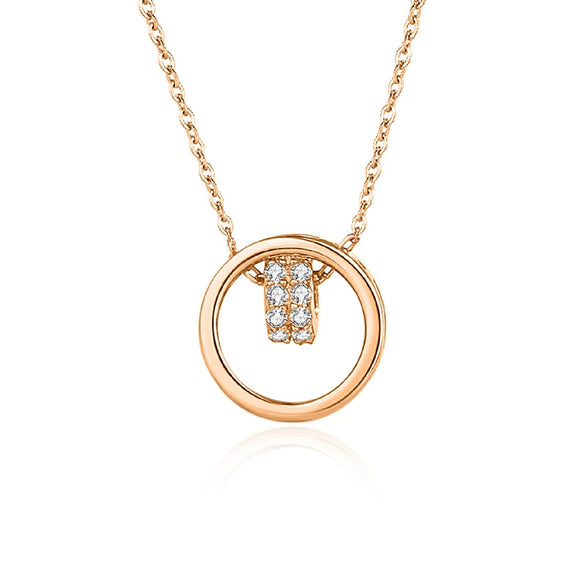 Wholesale Women's 925 Silver Double Circle Allmatch Geometric Cross Chain Necklace With Diamond Design
