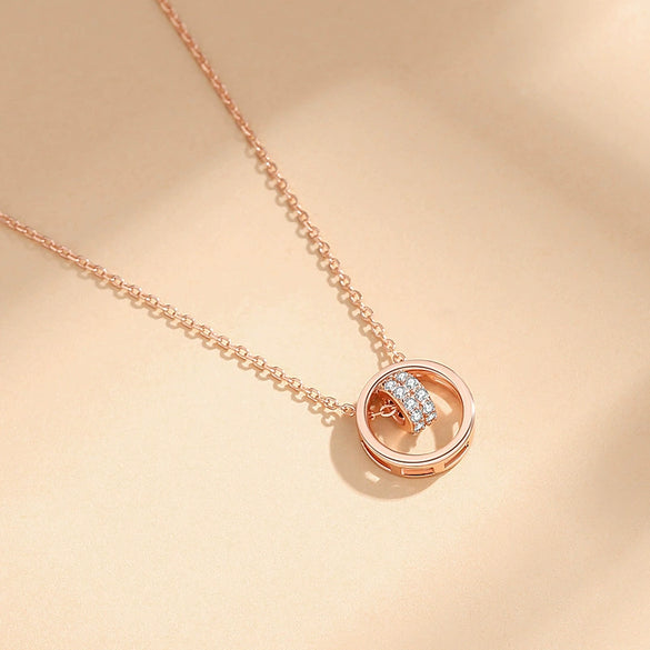 Wholesale Women's 925 Silver Double Circle Allmatch Geometric Cross Chain Necklace With Diamond Design