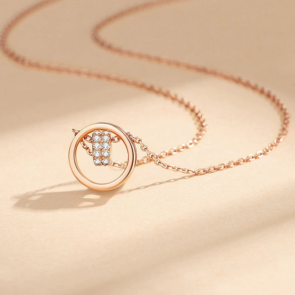 Wholesale Women's 925 Silver Double Circle Allmatch Geometric Cross Chain Necklace With Diamond Design
