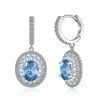 Wholesale Women's 925 Silver Earrings Necklace Ring Suit With Aquamarine Color Geometric Style And Cross Crown Roman Numerals Patterns Electroplated