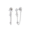 Wholesale Women's Silver Earrings With Zircon Inlaid Tassel And Flower Design Retro Elegant Style