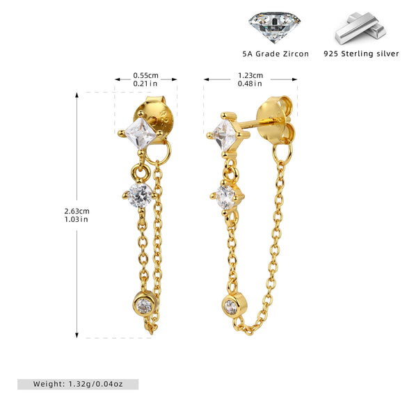 Wholesale Women's Silver Earrings With Zircon Inlaid Tassel And Flower Design Retro Elegant Style
