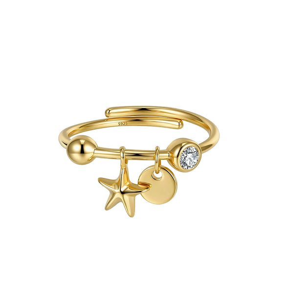 Wholesale Women's Silver 925 Electroplated Geometric Five Pointed Star Ring Minimalist High End Style
