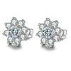 Wholesale Women's Silver Flower Earrings With Electroplating And Geometric Design