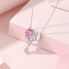 Wholesale Women's 925 Silver Flower Spike Pendant Necklace With Pink Zircon Inlay And Geometric Design